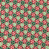 Crêpe de chine en soie imprimé kaléidoscope vert et rouge