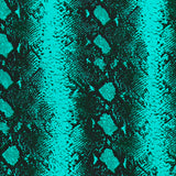 Crêpe de chine en soie imprimé serpent fond turquoise