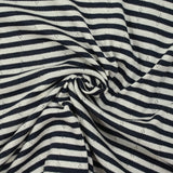 Jersey de coton pointelle rayé marine et blanc