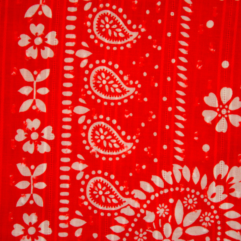Voile de coton imprimé bandana plumetis rouge