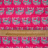 Double-sided quilted cotton elephant and pink stripe per meter
