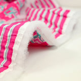 Double-sided quilted cotton elephant and pink stripe per meter