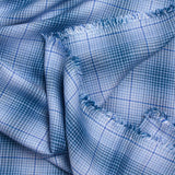 Viscose tissée teinte Laura à carreaux bleu