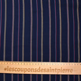 Woven viscose dyed red striped navy background