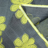 Jacquard natté polyviscose fleurs jaune fond gris