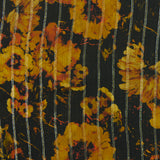 Viscose rayé irisé imprimée fleurs sépia fond noir