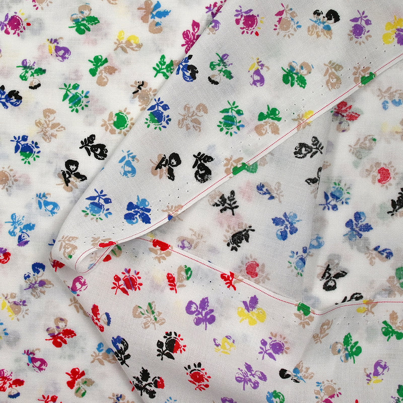 Viscose imprimée fleurs colorées fond blanc
