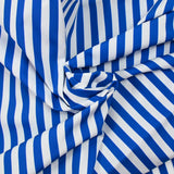 Coton imprimé rayé 1cm bleu et blanc