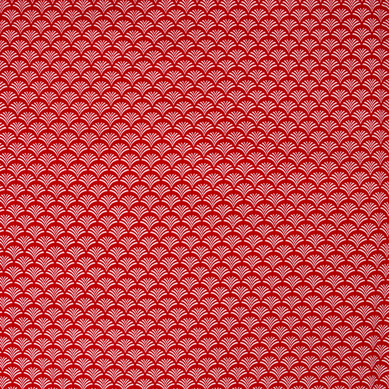 Popeline de coton imprimée coquillage fond rouge