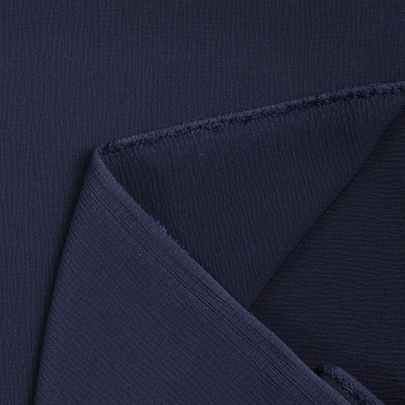 Crêpe de polyester lourd froissé marine