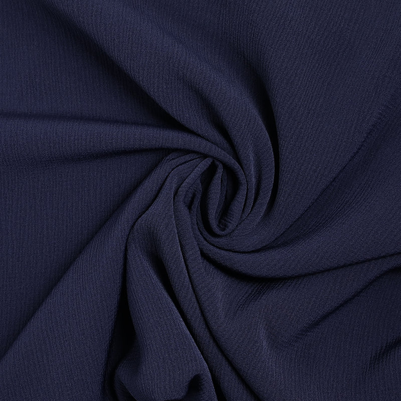 Crêpe de polyester lourd froissé marine