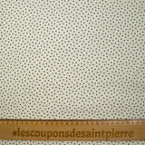 Coton élasthanne imprimé à pois bleu fond écru