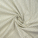 Coton élasthanne imprimé à pois bleu fond écru