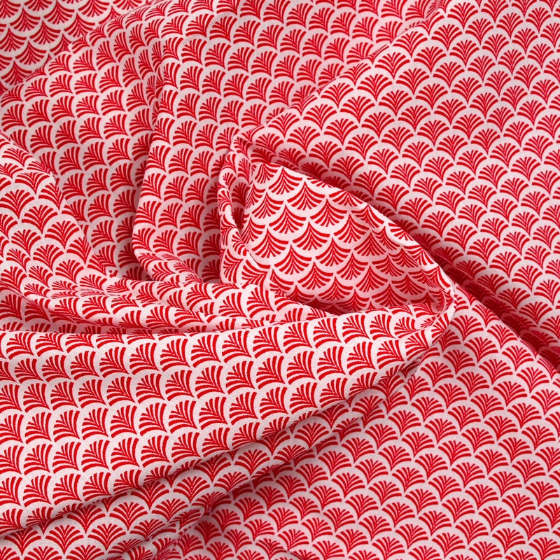 Cotton poplin printed red shell white background