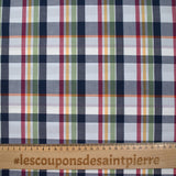 Coton tissé teint à carreaux marine, orange, vert et bordeaux