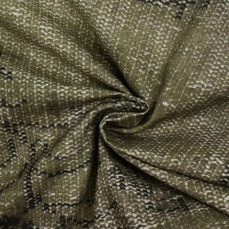 Toile de coton nattée imprimée contemporain kaki