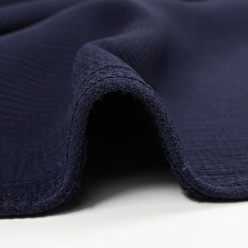 Crêpe de polyester lourd froissé marine