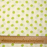 Viscose imprimée pois vert fond écru