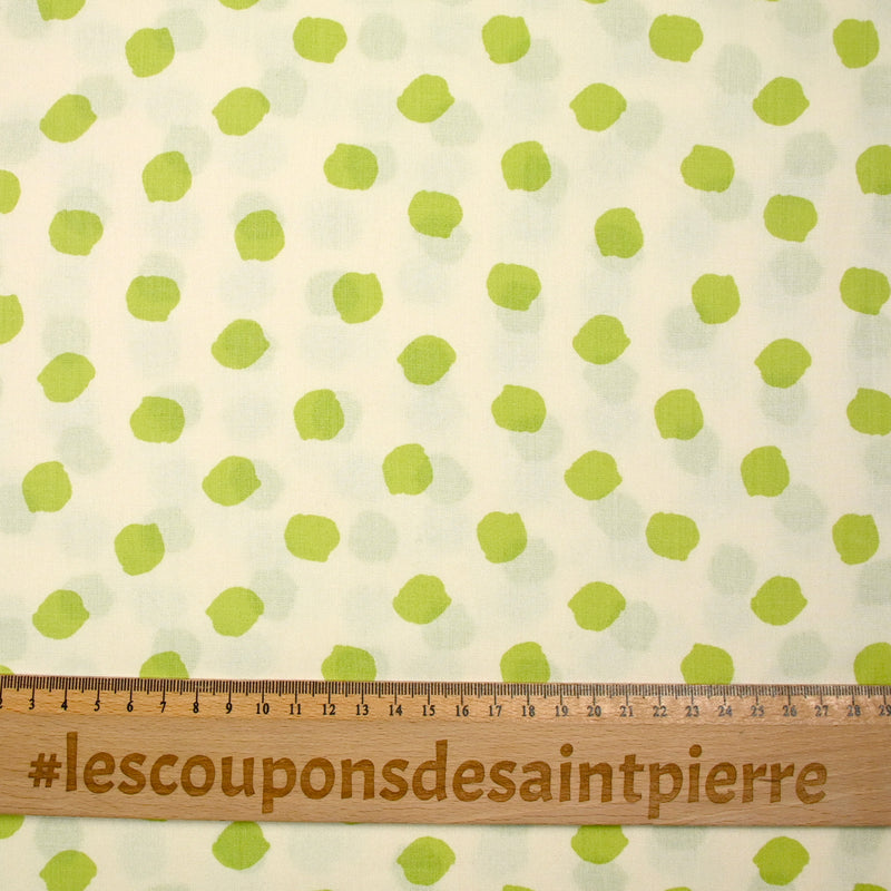 Viscose imprimée pois vert fond écru