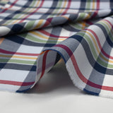 Coton tissé teint à carreaux marine, orange, vert et bordeaux