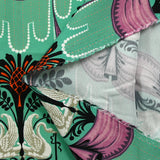 Crêpe viscose imprimé bel air fond turquoise