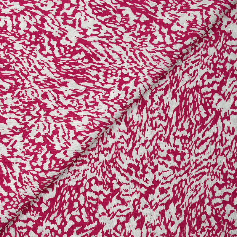 Viscose imprimée lurex évasion blanc fond fuchsia