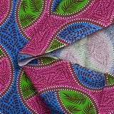 Coton imprimé ethnique Almelo rose, bleu et vert