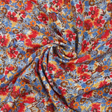 Crépon viscose lurex fleurs du dimanche rouge fond blanc