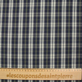 Coton tissé teint à carreaux bleu marine