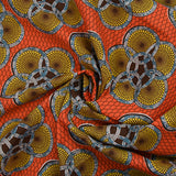 Coton imprimé ethnique Uden jaune fond orange