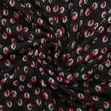 Maille lurex spirale rouge et argent fond noir