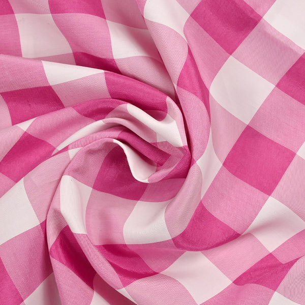 Viscose tissée-teinte vichy 30 mm blanc et rose