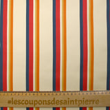 Satin de coton tissé-teint rayé fond écru