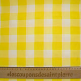 Polyviscose tissée-teinte vichy 30 mm blanc et jaune