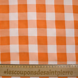 Polyviscose tissée-teinte vichy 30 mm blanc et orange