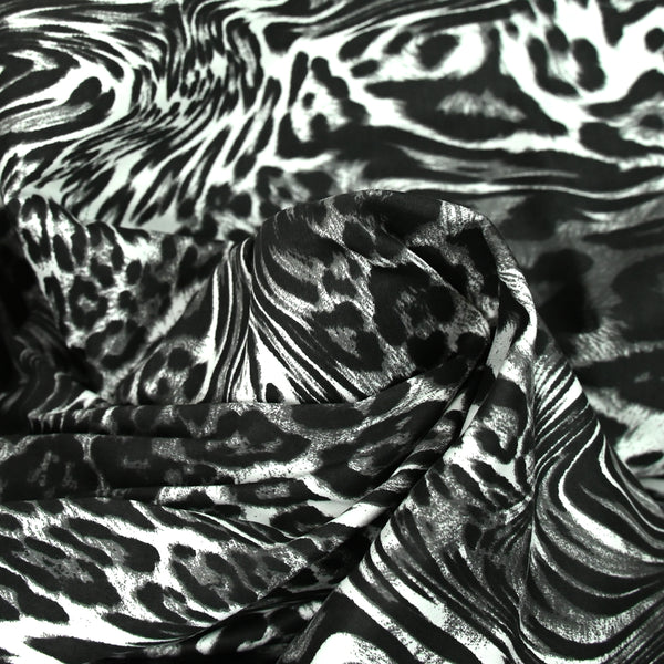 Leopard printed elastane cotton satin