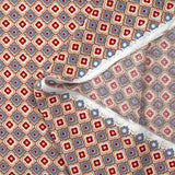 Viscose imprimée fleurs graphiques bordeaux fond beige rosé