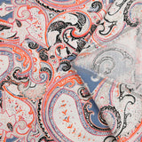 Lin viscose imprimé paisley fond bleu