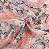 Lin viscose imprimé paisley fond bleu