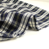 Coton tissé teint à carreaux bleu marine