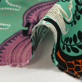 Crêpe viscose imprimé bel air fond turquoise