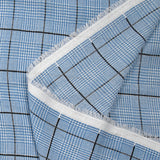 Polyester fin imprimé prince de Galles bleu