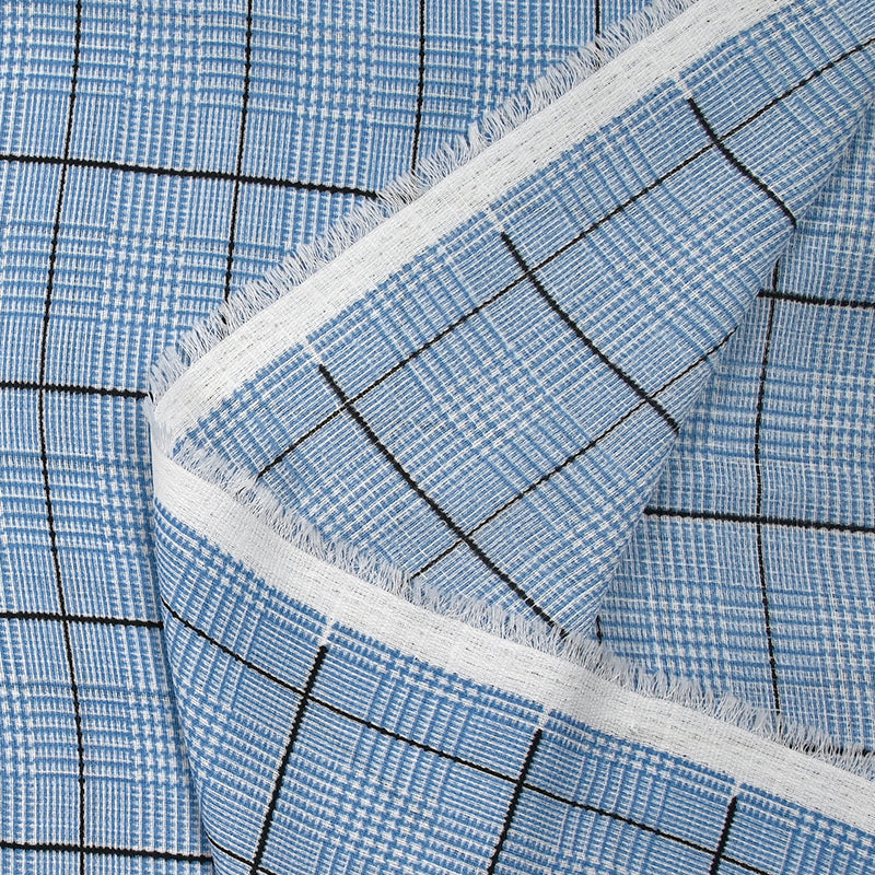 Polyester fin imprimé prince de Galles bleu