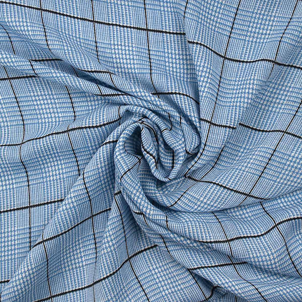 Polyester fin imprimé prince de Galles bleu