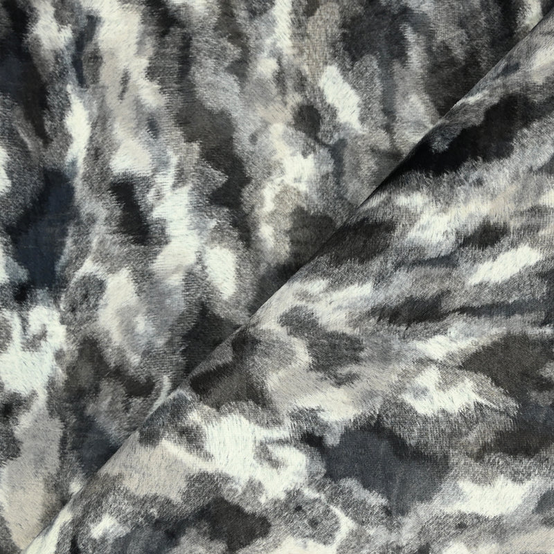 Velours de coton et viscose mi-longs camouflage gris