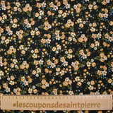 Viscose imprimée fleurs Pétunia fond noir