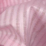 Coton lin rayé Lurex doré fond rose layette