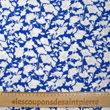 Viscose imprimée lurex le temps des fleurs fond bleu roi