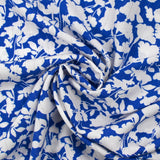 Viscose imprimée lurex le temps des fleurs fond bleu roi