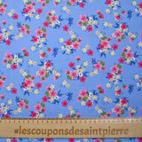 Viscose imprimée fleurs Marjolaine fond bleu